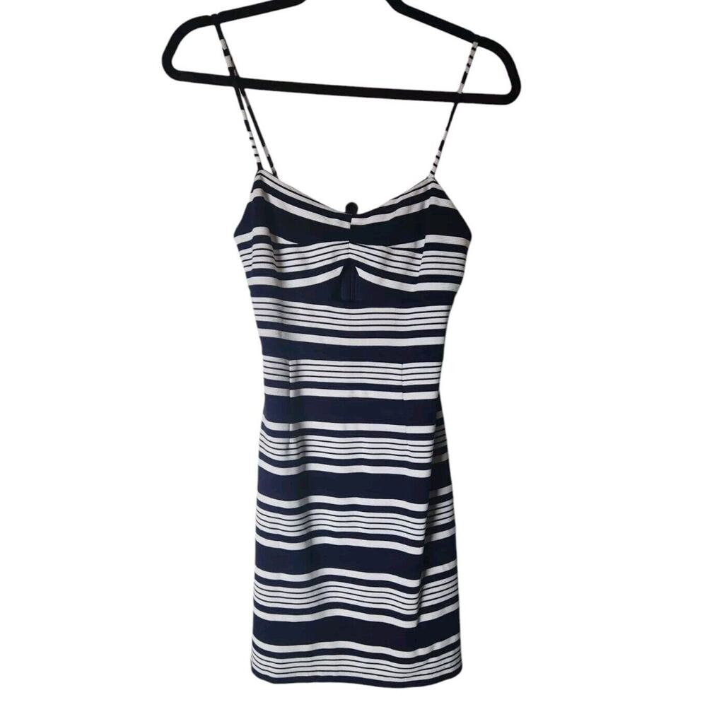 Hutch Womens Bailey Woven Blue Striped A-Line Mini Fit & Flare Dress Small NEW